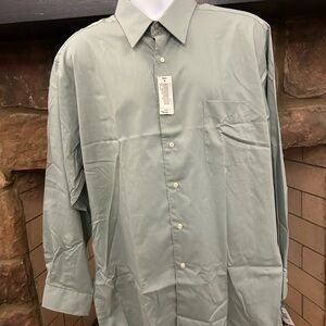 Sears Green Casual Button Down Shirt-no iron-XLXG-stain free 17-17 1/2-34-35